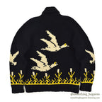 1950's OLD BLACK COWICHAN SWEATER DUCKS AND FLOWERS...