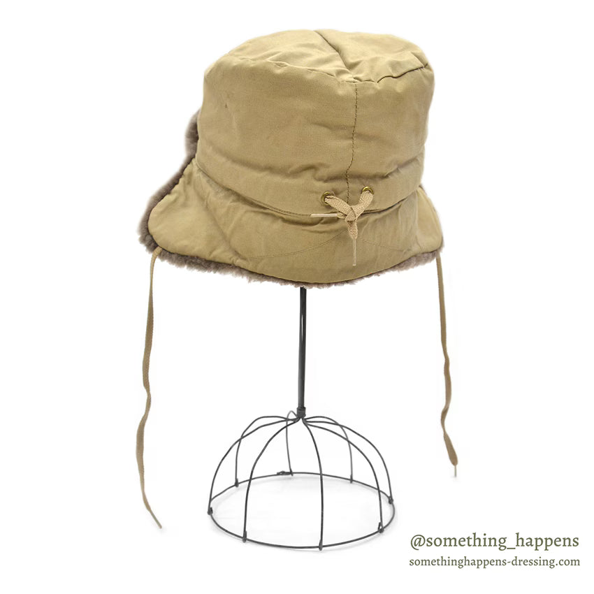 1960's EDDIE BAUER MOUTON FUR DOWN HAT / AUTUMN TAN...XL