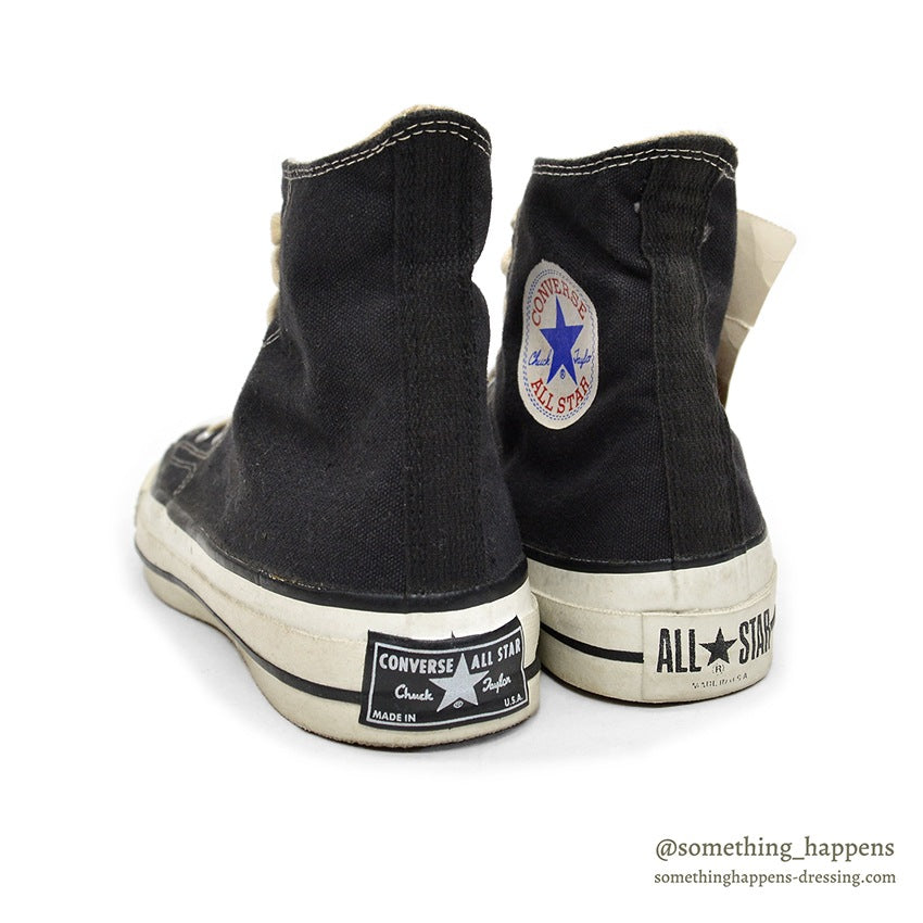 1970's~ DEADSTOCK CONVERSE CHUCK TAYLOR HI BLACK / DIFFERENT AGES... 7 1/2