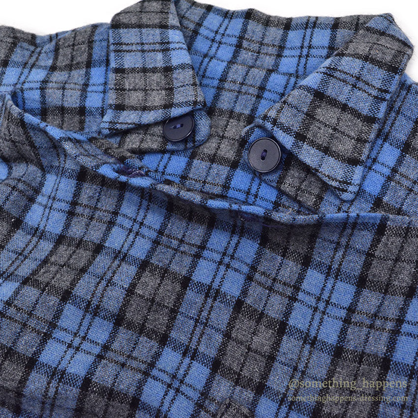 1950's~ UNUSUAL PULLOVER PLAID WOOL SHIRT...