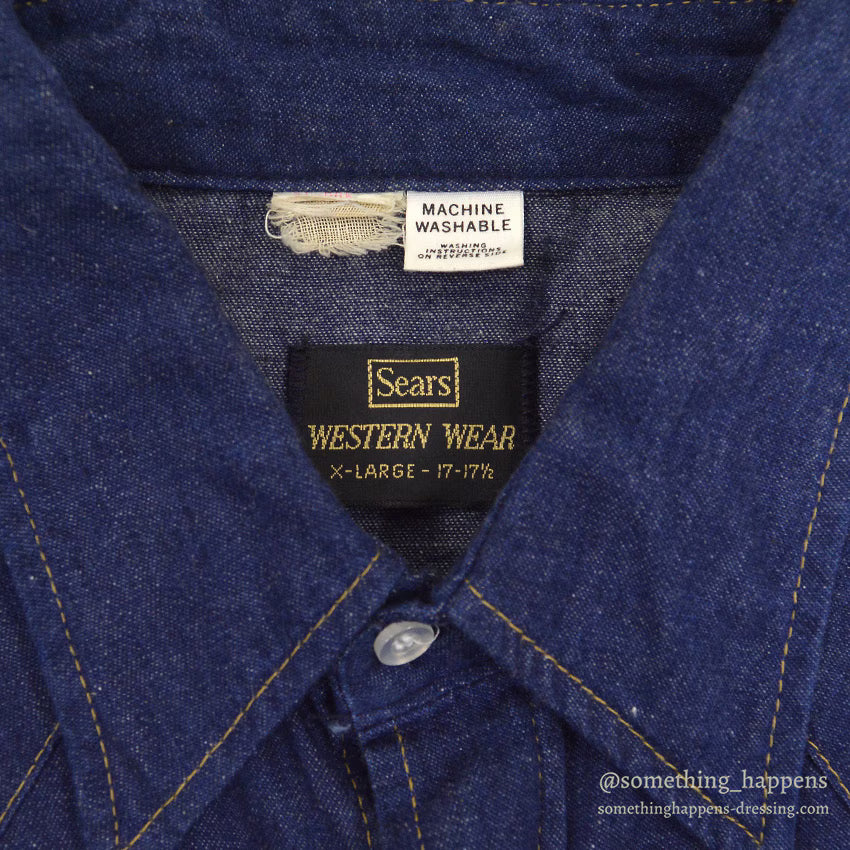 1970's~ SEARS ROEBUCKS DENIM SHIRT ... X-LARGE