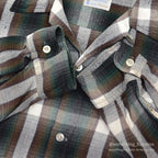 1960's TOWNCRAFT GREEN OMBRE PLAID RAYON SHIRT...L