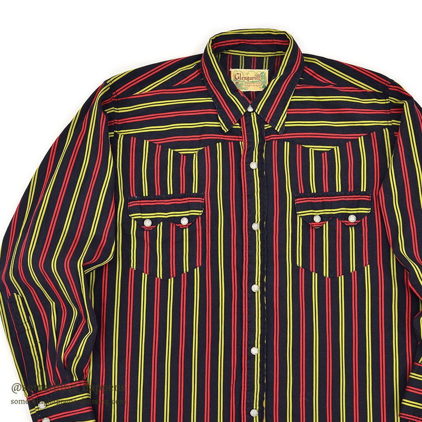 1950's GLENGARIFF BLACK & STRIPES WESTERN SHIRT...