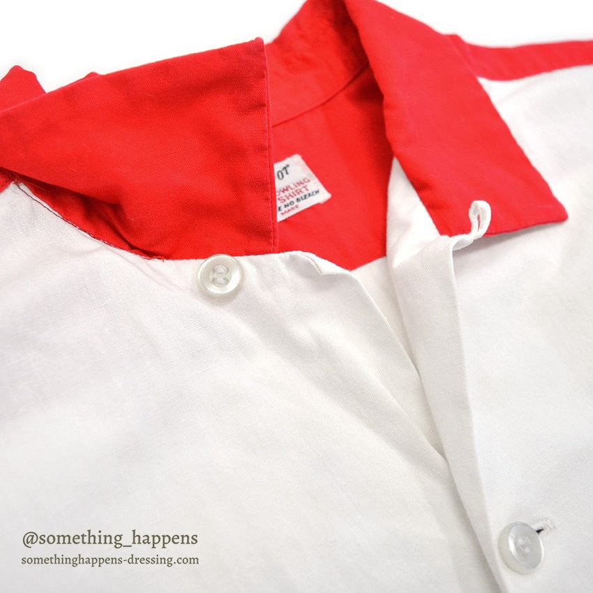 1960's THE CONQUEROR CHAIN ​​STITCH TWO-TONE BOWLING SHIRT...M