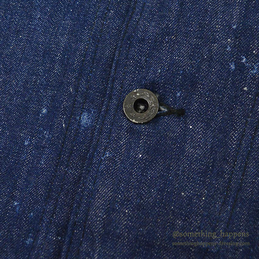 1940's USNAVY WW2 SHAWL COLLAR DENIM JACKET / DARK AND DAMAGED...