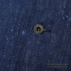 1940's USNAVY WW2 SHAWL COLLAR DENIM JACKET / DARK AND DAMAGED...