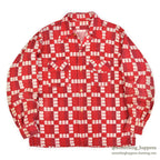 ~1950's GEOMETRIC ZIG ZAG PATTERN PRINT FLANNEL SHIRT...