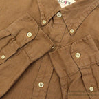 1990's J.CREW BROWN LINEN B/D SHIRT ... M