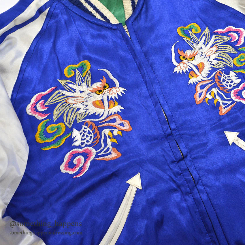 1950's DEADSTOCK JAPAN SOUVENIR JACKET スカジャン 顔虎 / 鳥居 TTSジッパー ...
