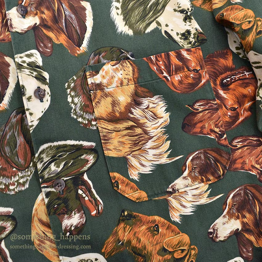 1980's BANANA REPUBLIC SAFARI & TRAVEL DOG ​​PRINT SHIRT 2 ... M