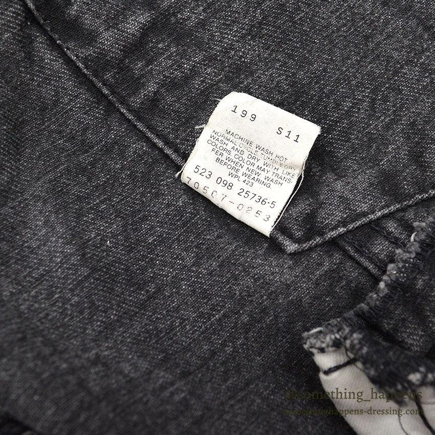 1980's Levi's 70507-0253 ACID WASH BLACK DENIM VEST / CHOPPED ... M