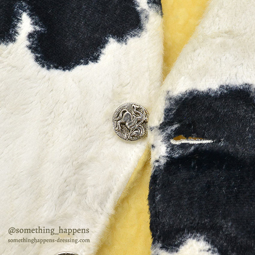 1960's CAMPUS ANIMAL PATTERN FAUX FUR BOA VEST... L