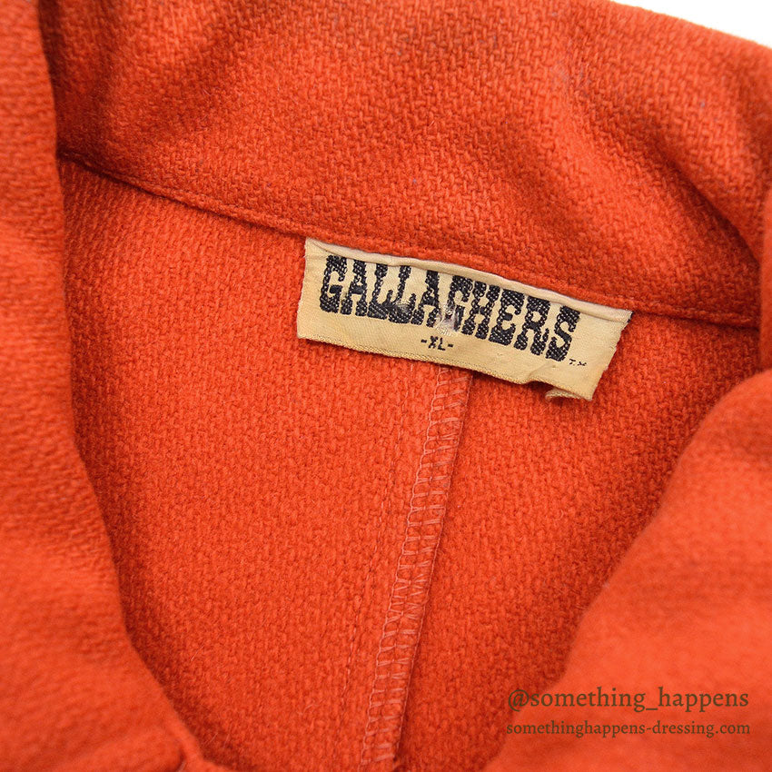 1970's GALLAGHERS ORANGE WOOL COVERALL...XL