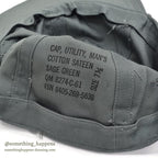 1960's DEADSTOCK USAF CAP, UTILITY, MAN'S COTTON SATEEN SAGE GREEN 1 ... 71/2
