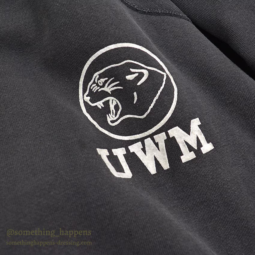 1960's CHAMPION UWM FLOCK PRINT SWEAT SHIRT / BLACK...XL