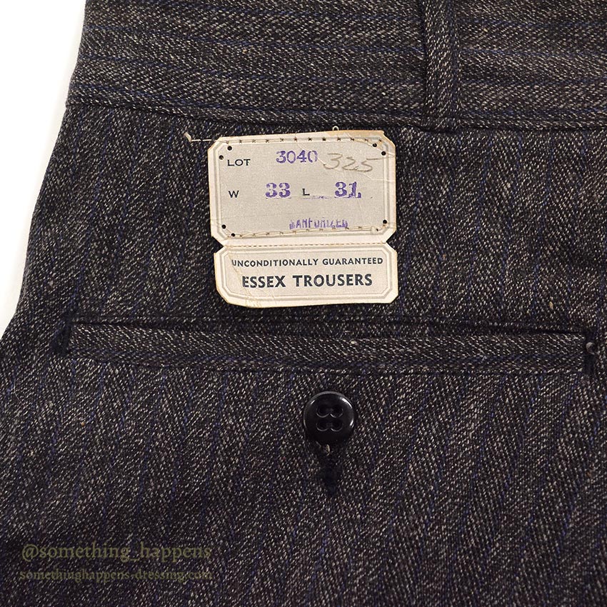 c.1940 DEADSTOCK OLD COTTON STRIPE WORK PANTS / ESSEX TROUSERS ... W33/L31