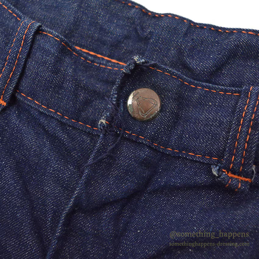 1950's UNKNOWN DOUBLE KNEE DENIM PAINTER PANTS / FLANNEL LINED ... W33/L30