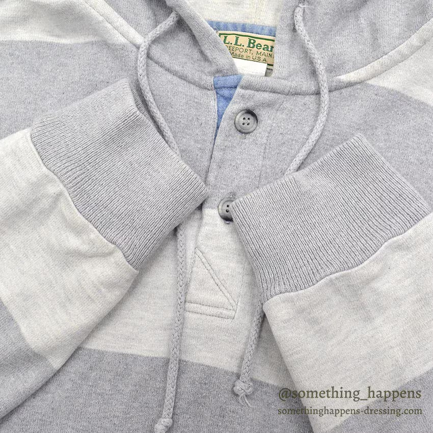 1980's LLBEAN STRIPED COTTON SWEAT HOODIE... L-TALL