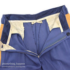 1960's RAYON YELLOW LINE BLUE SLACKS... W32