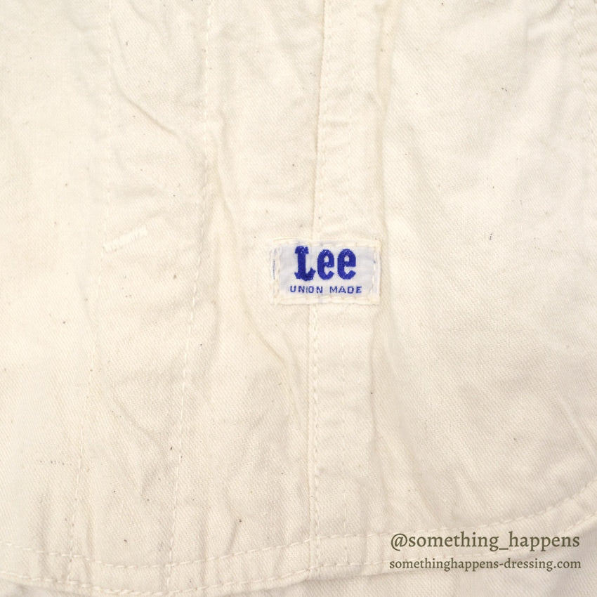 1950's Lee DOUBLE-KNEE OVERALL OFF WHITE / WITH APRON ... W42/L31
