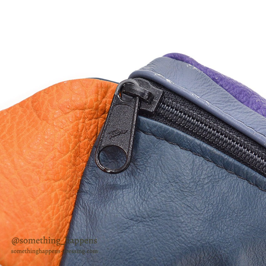 1990's MULTI COLOR PANEL LEATHER FANNY PACK / MADE IN USA...