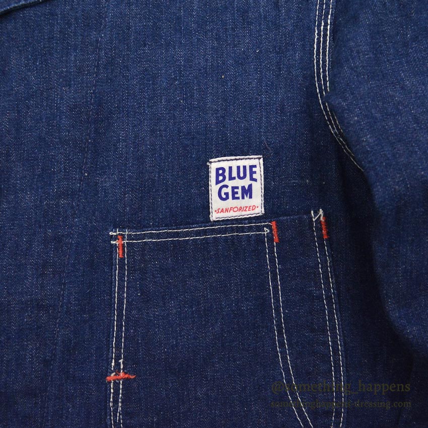 1950's~ BLUE GEM DENIM COVERALL / DARK AND EXCELLENT...