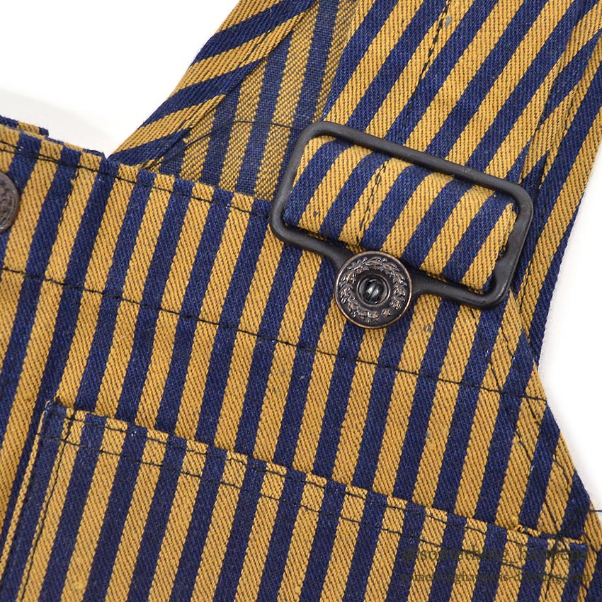 1940's DEADSTOCK PAYDAY WW2 BROWN EXPRESS STRIPED OVERALL / HIGH BACK ... W36/L30