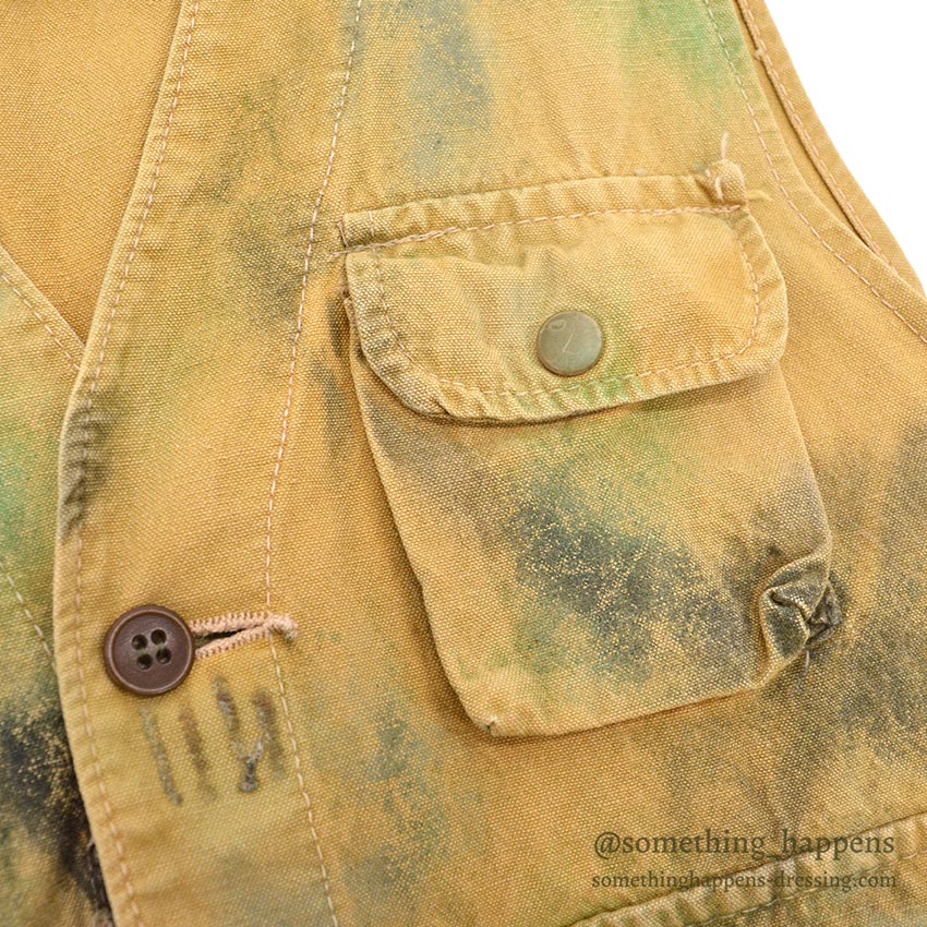 1970's STORM-PRUF HAND PAINT CAMO HUNTING VEST...