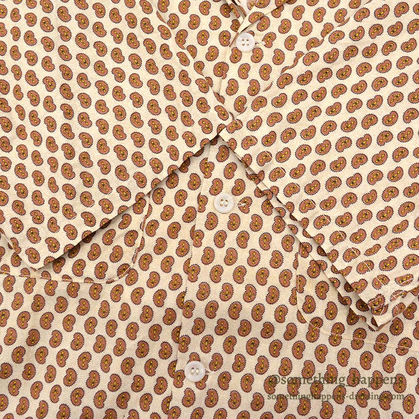 1960's KEY WEST PAISLEY-LIKE PATTERN SHIRT / BROWN ... M