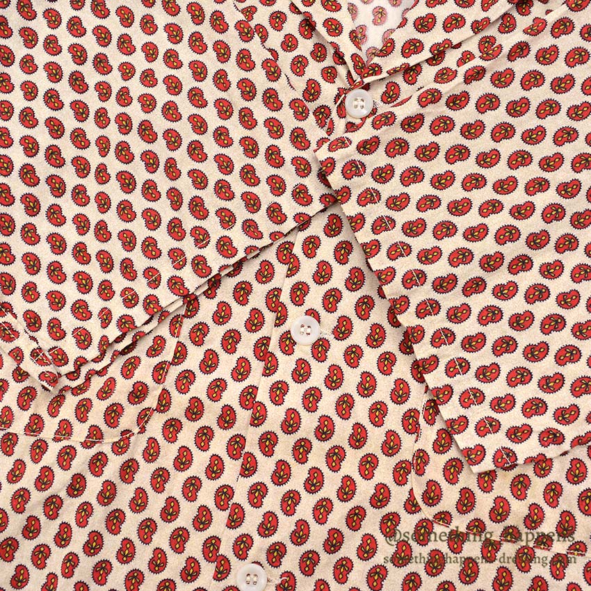 1960's KEY WEST PAISLEY-LIKE PATTERN SHIRT / RED... M