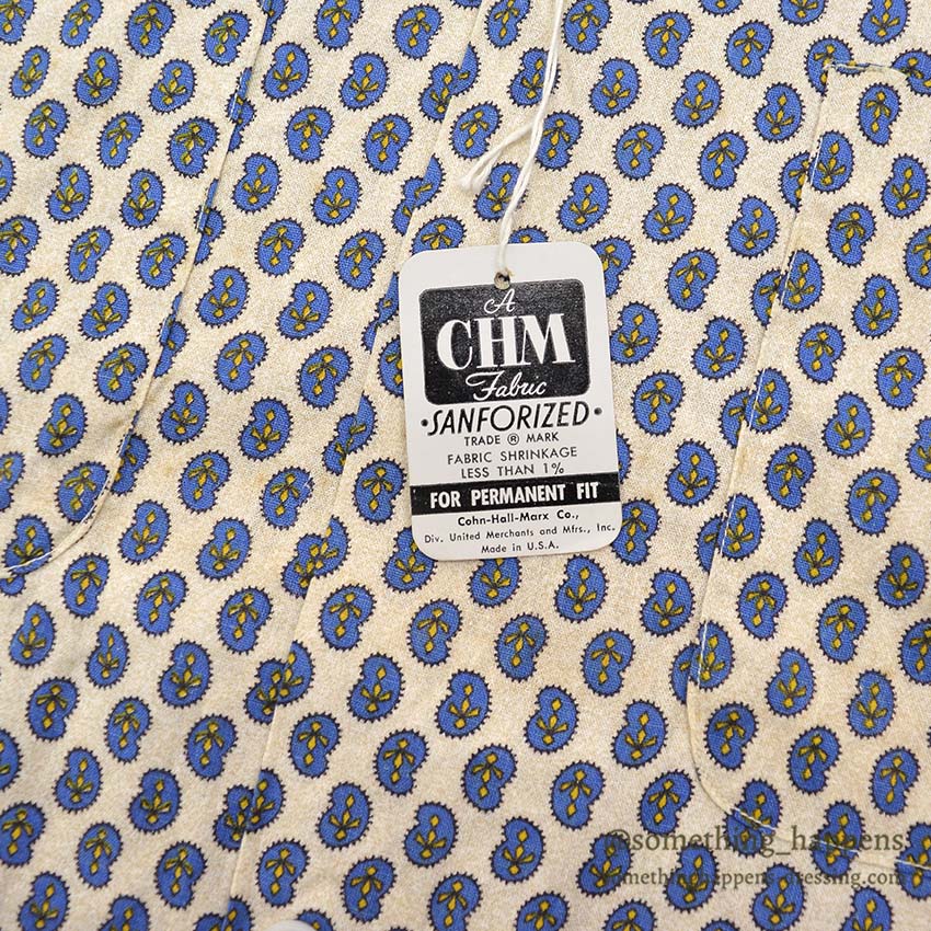 1960's KEY WEST PAISLEY-LIKE PATTERN SHIRT / BLUE ... M