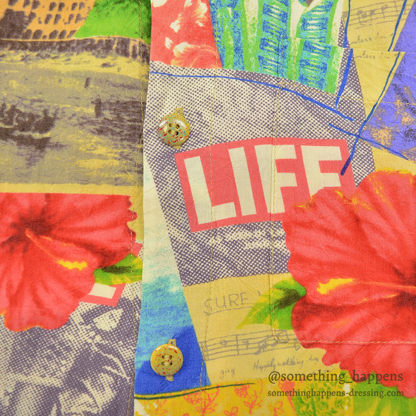 ~1990's JAMS WORLD POP ART RAYON ALOHA SHIRT...S