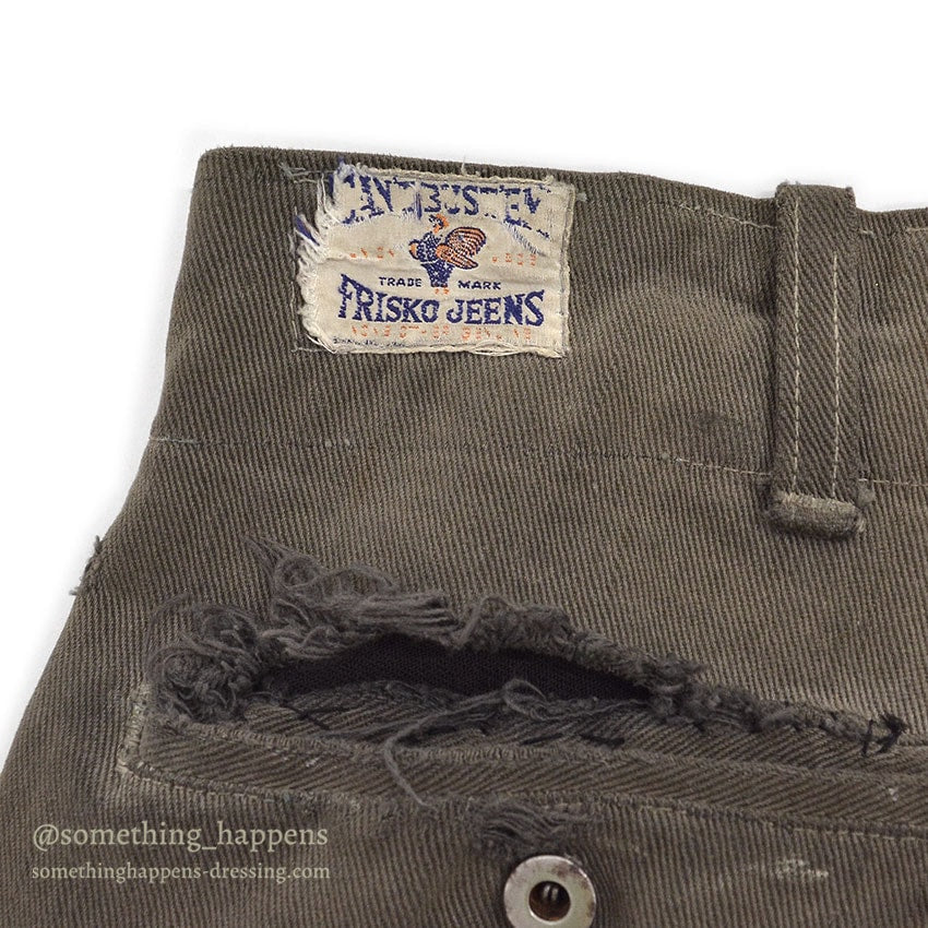 1940's CAN'T BUST'EM WW2 BLACK FRISCO PANTS / CROPPED ... W32