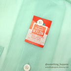 1950's~ DEADSTOCK DU PONT NYLON SEERSUCKER S/S SHIRT / MINT GREEN ... M