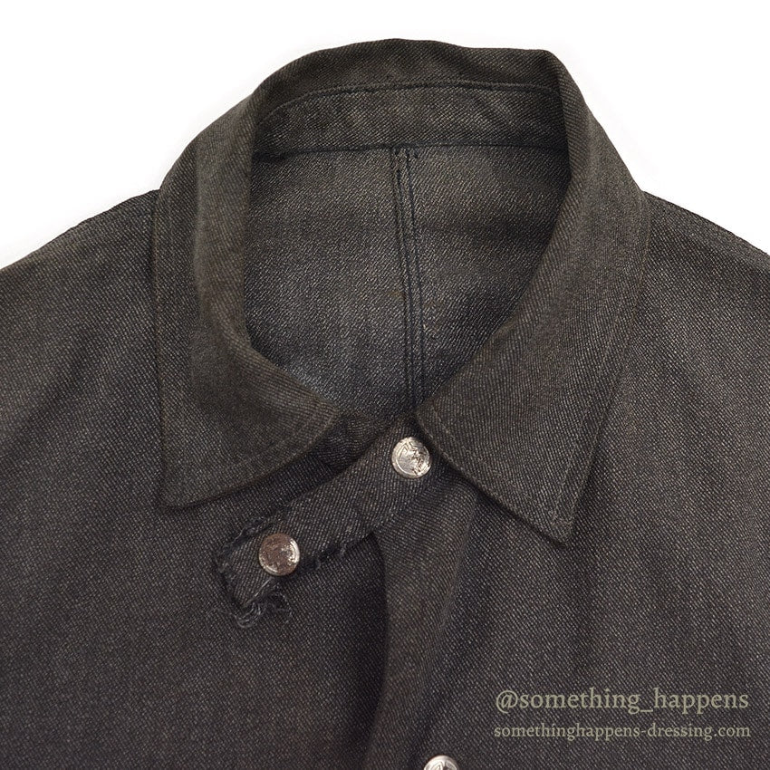 1930's MONTGOMERY WARD SALT AND PEPPER COVERALL / CHIN STRAP & SNAP BUTTON...