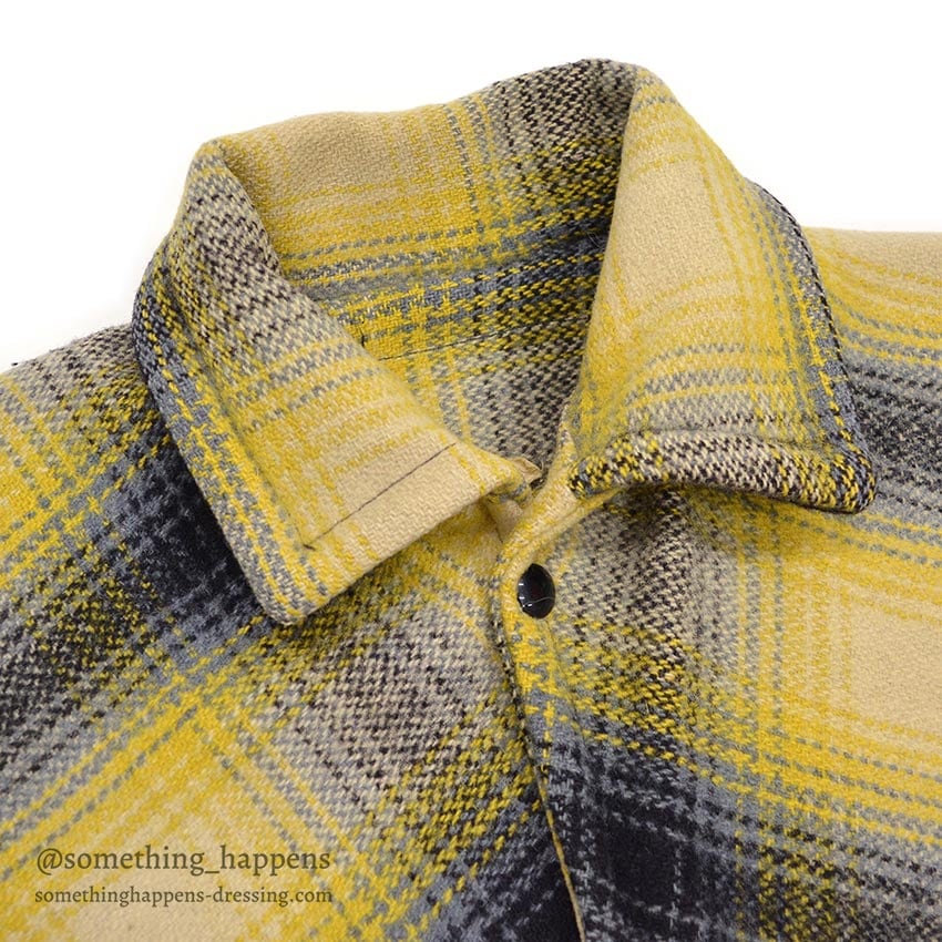 1940's~ YELLOW / BLACK PLAID DOUBLE MACKINAW WOOL JACKET / VERY RARE COLOR ...