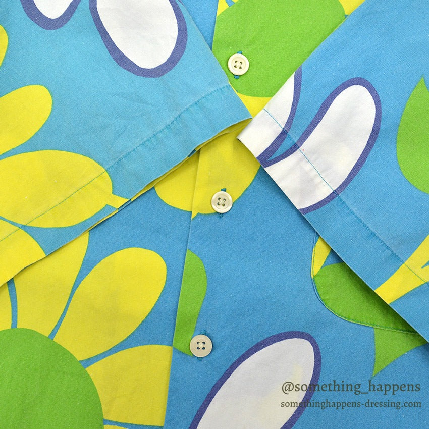 1990's J.CREW FLOWER PRINT S/S SHIRT / RARE PATTERN ... M