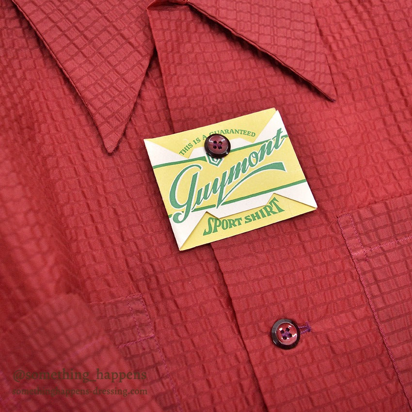 1950's DEADSTOCK GUYMONT DARK RED NYLON SHIRT ... L