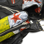 70's CANAL JEAN CO. Two-tone double rider jacket, hand-painted...