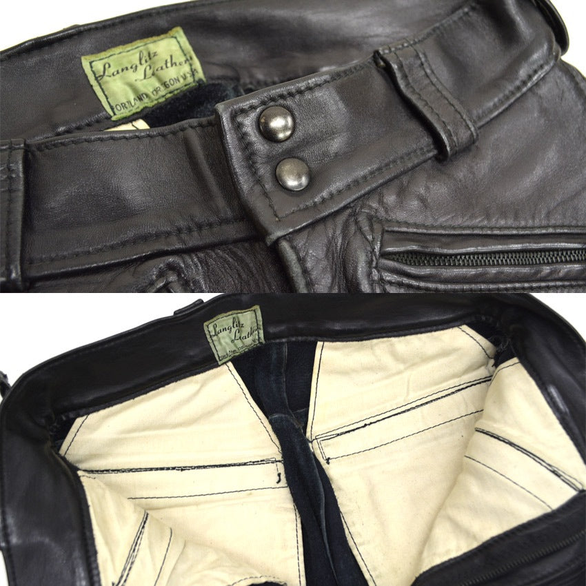 50's Langlitz Leathers ラングリッツレザー レザーパンツ 初期グリーンタグ!!... W31×L28