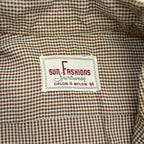 50's SUN FASHIONS sportswear シアサッカー ギンガムチェックシャツ 茶... M