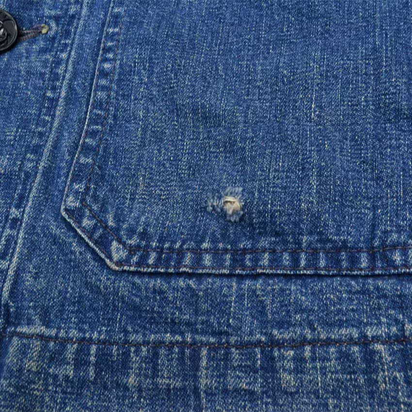 1940s US Navy Shawl Collar Denim Jacket with Stencil...
