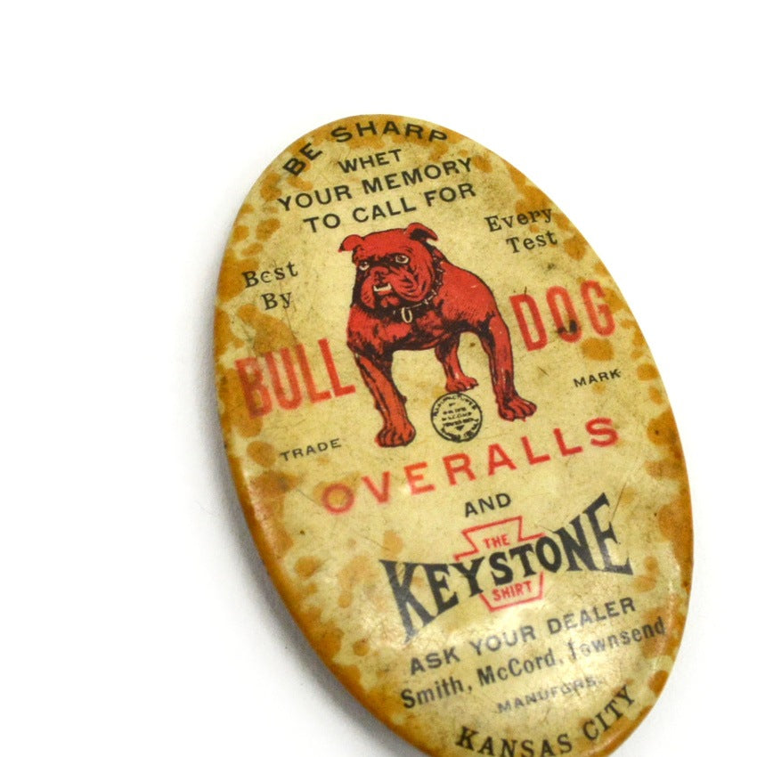 ~1940's BULLDOG OVERALLS Advertising Knife Sharpener...