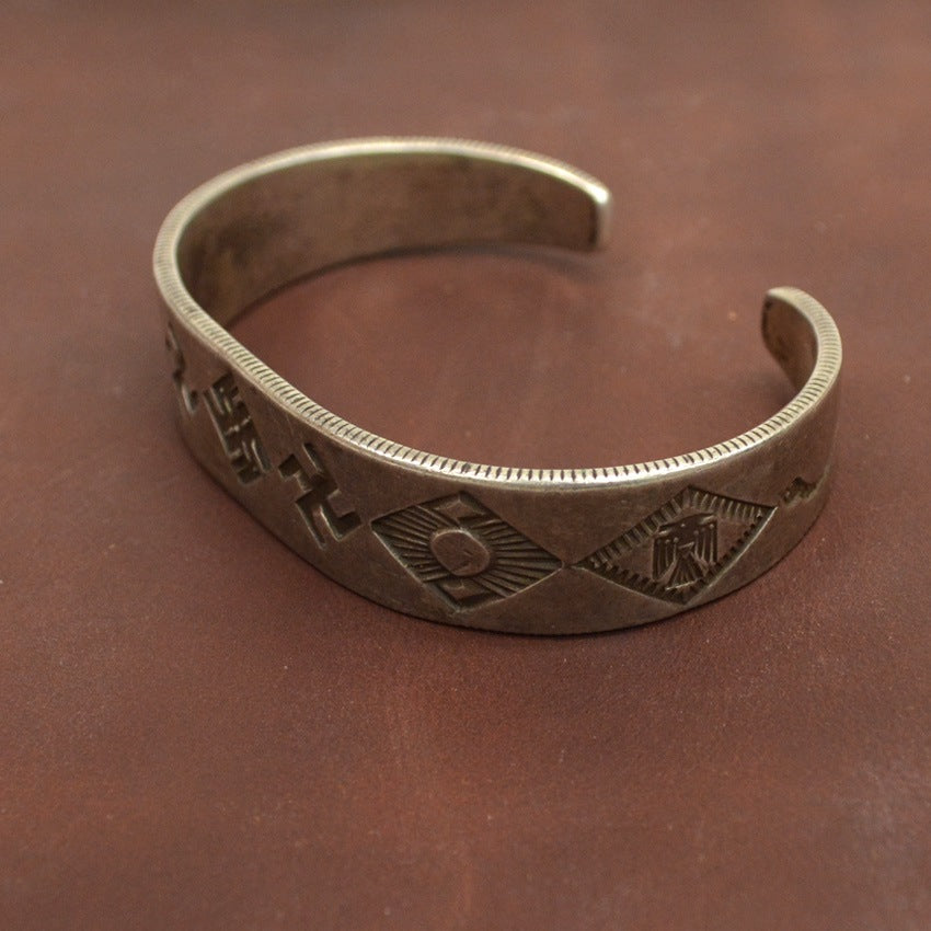 Early'' 1900's Navajo Swastika Ingot Silver Bangle...