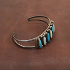 OLD ZUNI Needle Point Turquoise & shell Silver Bangle ...