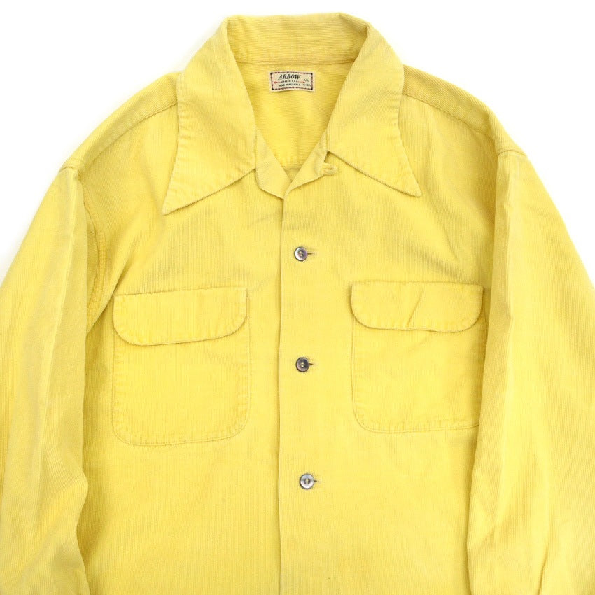 50's Arrow Lemon Yellow Corduroy Box Shirt ... ML
