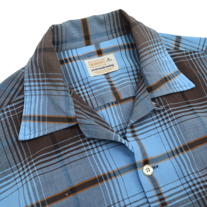 60's~ BRENT PLAID RAYON SHIRTS...M