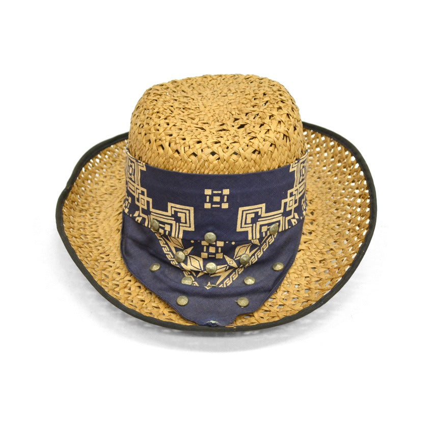 ~70's ATLAS 'Bandana with Studs' Straw Hat...