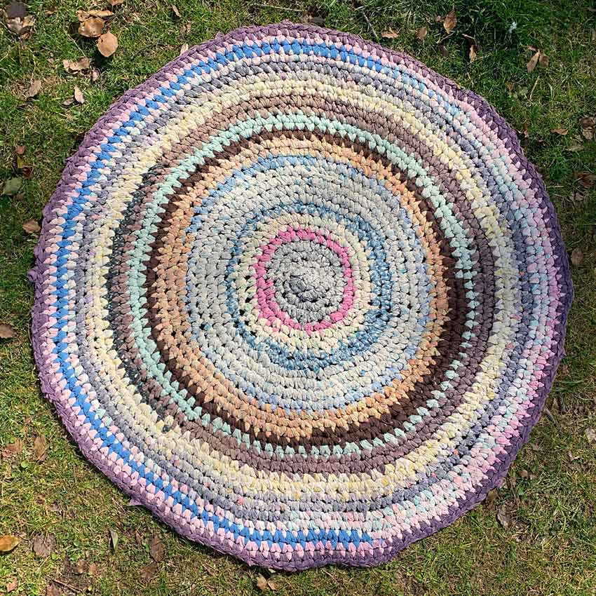 Old American Circle Braided Rug Handmade ... 大 118cm