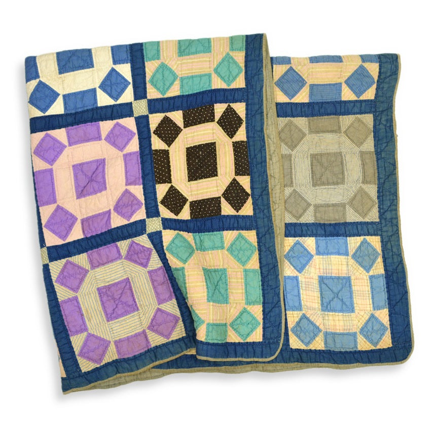 Circa ~1920's Handmade Calico Patchwork Quilt... 181cm×185cm